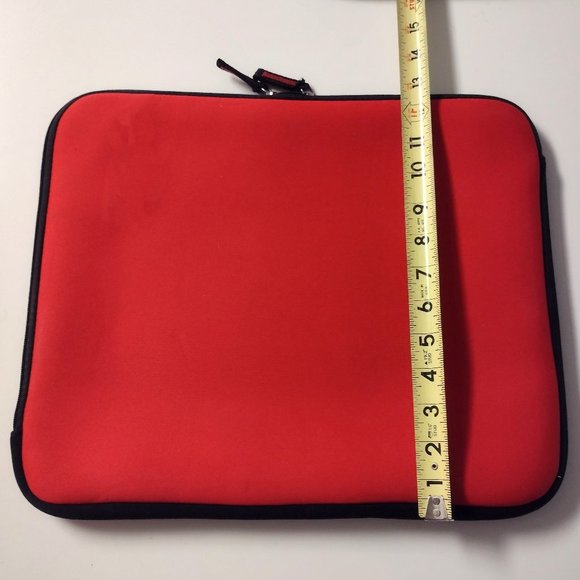 Red Protective 17" Computer Sleeve ~ Lined/Padded ~ Double Zip ~ Int. Pocket NOB - Picture 8 of 8